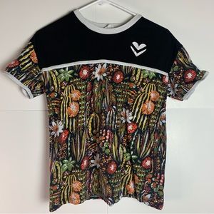 Zara T-shirt, black floral design, S/M